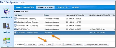 17 - verify the job was created - notice its never been run before - now click run